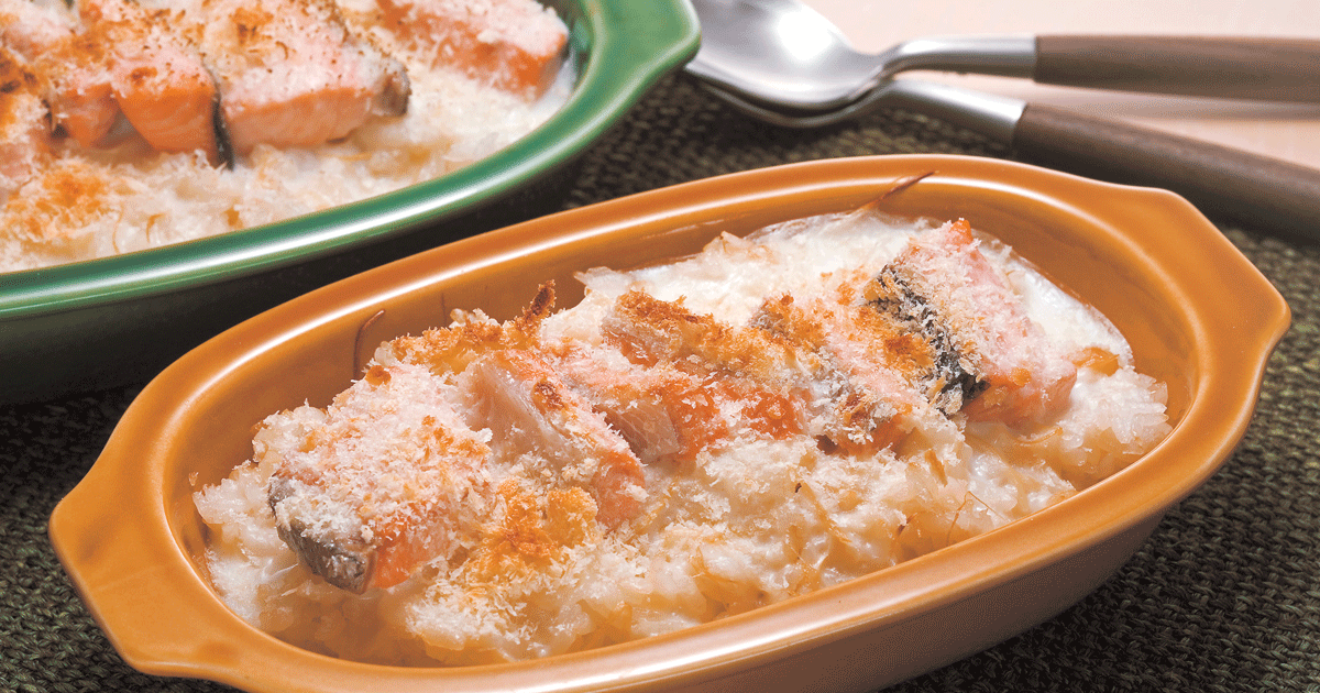 秋鮭とねぎご飯のドリア | ミルクレシピ | Jミルク